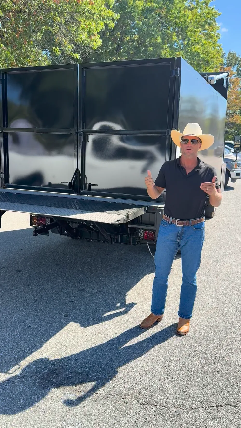 Lee Godbold demonstrating an STB truck with a rear liftgate